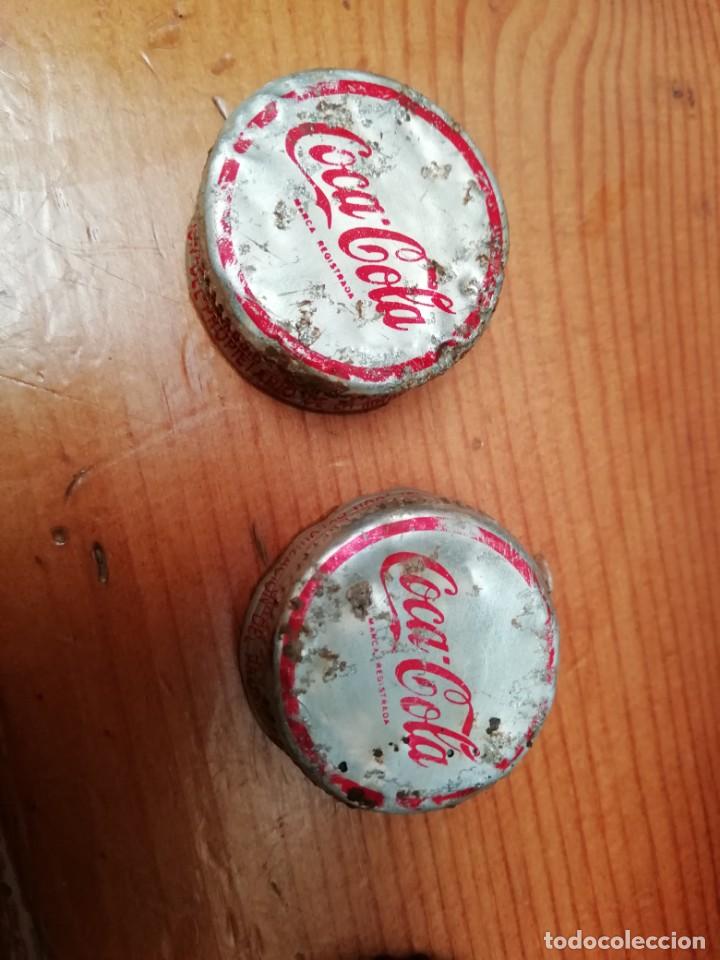 Collectionnisme de Coca-Cola et Pepsi: Lote 2 antiguo tapon rosca metalico refresco gaseosa Coca Cola Las Palmas Canarias a&ntilde;os 70