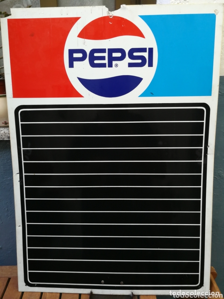 Sammeln von Coca-Cola und Pepsi: ANTIGUA Pizarra PEPSI COLA a&ntilde;os 60/70