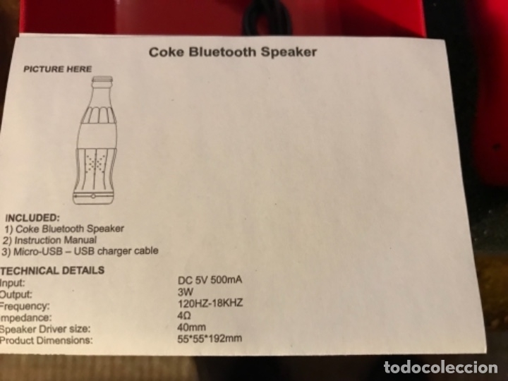 Coleccionismo de Coca-Cola y Pepsi: Botella Coca-Cola Bluetooth Speaker. Sin estrenar - Foto 5