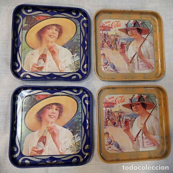 Collectionnisme de Coca-Cola et Pepsi: CENICERO COCA-COLA - LOTE 4 CENICEROS DE HOJALATA - VINTAGE