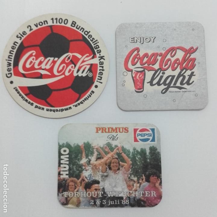 Sammeln von Coca-Cola und Pepsi: Lote 3 posavasos, Coca-Cola, Pepsi a&ntilde;o 1988