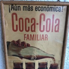 Coleccionismo de Coca-Cola y Pepsi: COCA-COLA. ANTIGUO CARTEL COCA-COLA DOBLE FAMILIAR. SEIX Y BARRAL. 1964. CARTÓN. MARCO ORIGINAL
