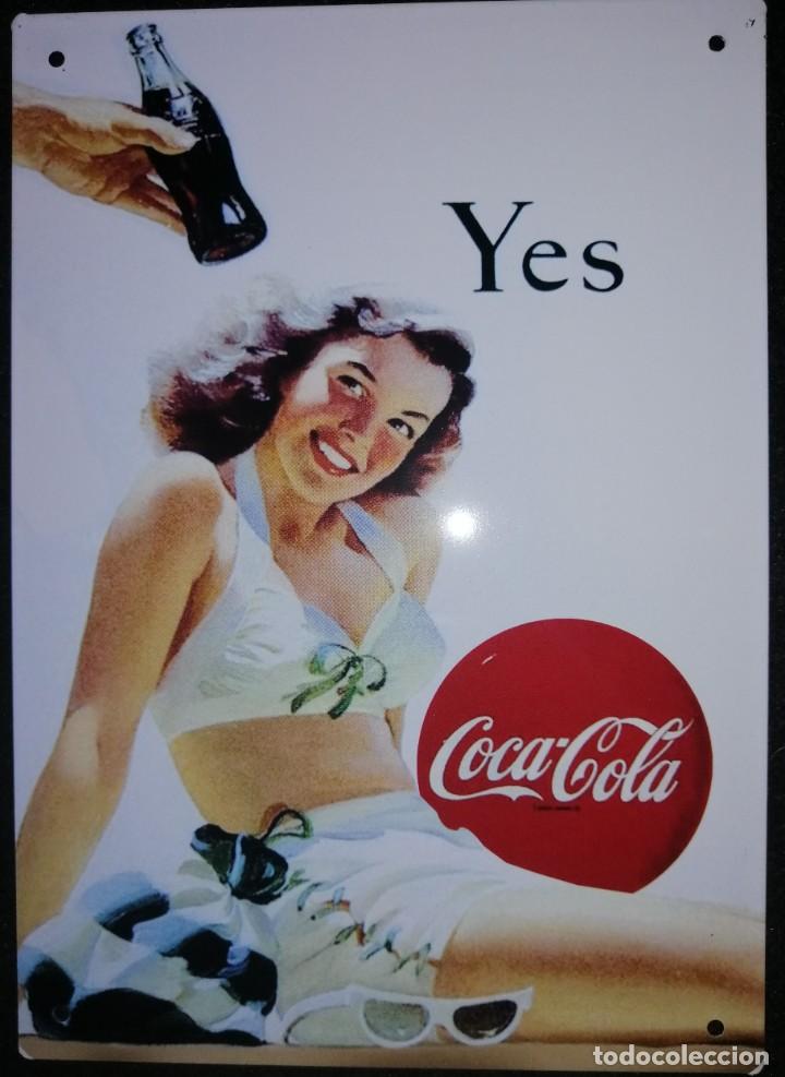 Sammeln von Coca-Cola und Pepsi: CARTEL CHAPA PLACA PUBLICIDAD COCA COLA - PIN UP USA 21x15