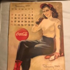 Coleccionismo de Coca-Cola y Pepsi: EXCEPCIONAL CALENDARIO COCA-COLA ORIGINAL DE 1949. PARED. JANUARY-FEBRUARY. AMERICANO. MUY DIFÍCIL.