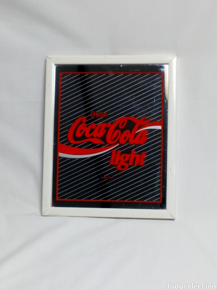 Coleccionismo de Coca-Cola y Pepsi: Espejo Coca-Cola Light con marco blanco - Foto 1