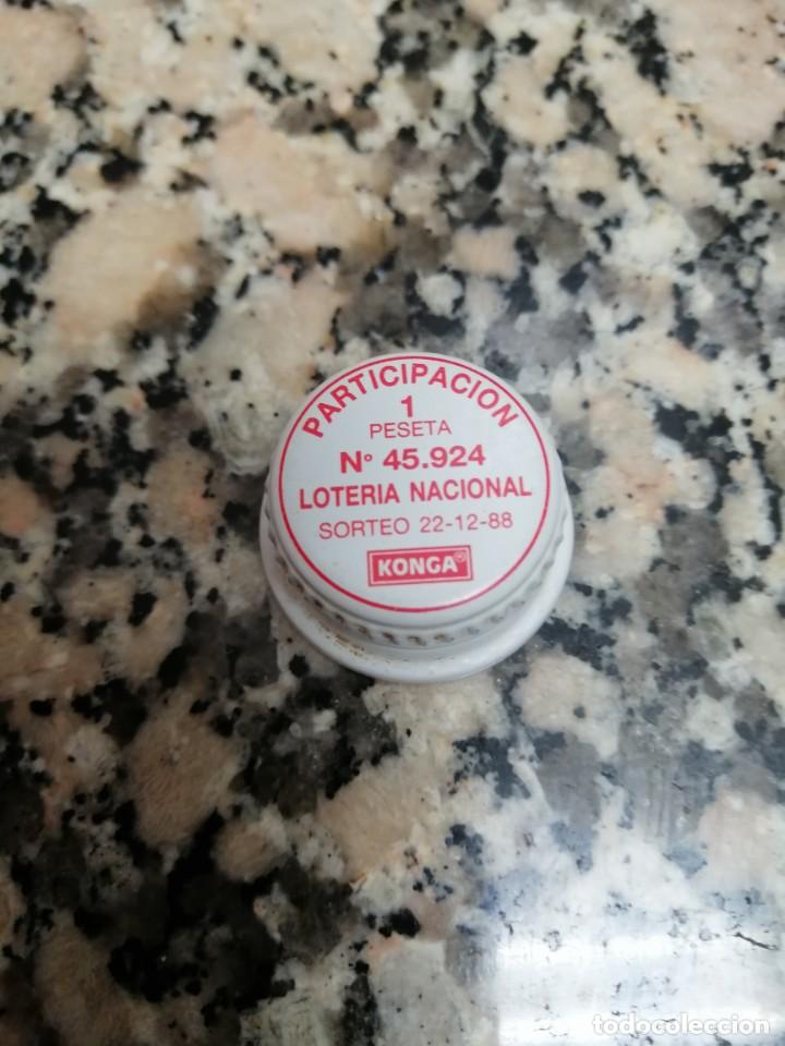 Collezionismo di Coca-Cola e Pepsi: TAPON ROSCA KONGA PARTICIPACION 1 PESETA N&ordm; 45924 LOTERIA NACIONAL SORTEO 22 - 12 - 88