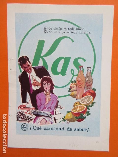 Colecionismo de Coca-Cola e Pepsi: PUBLICIDAD 1962 - COLECCION REFRESCOS - KAS - TAMA&Ntilde;O 13 X 18.5 CM