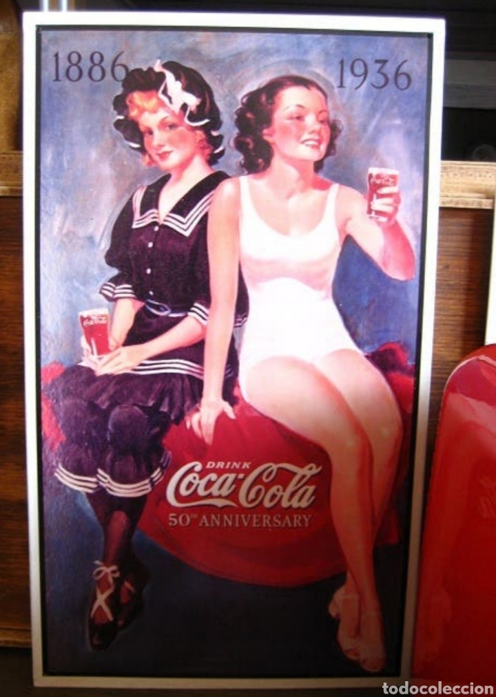 Colecionismo de Coca-Cola e Pepsi: cartel coca-cola d chapa. 50 aniversario