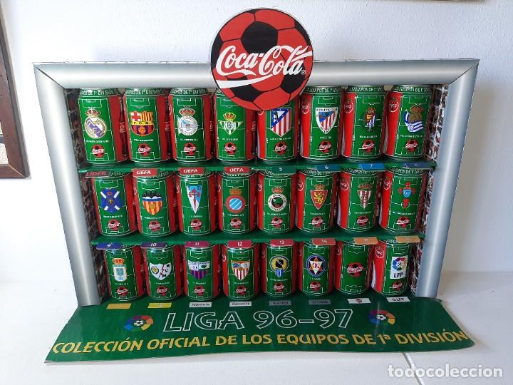 Collecting of Coca-Cola and Pepsi: ANTIGUO EXPOSITOR DE COCA COLA COLECCION OFICIAL FUTBOL LIGA ESPA&Ntilde;OLA EQUIPOS 1&ordf; DIVISION 1996 - 97