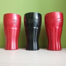 Coleccionismo de Coca-Cola y Pepsi: LOTE 3 VASOS DE COCA COLA PROMOCIONAL TINTADO ROJO Y NEGRO. Lote 262993580