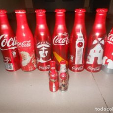 Coleccionismo de Coca-Cola y Pepsi: 9 BOTELLAS DE COCA COLA DE ALUMINUM ALUMINIO BOTTLE SPAIN SPANISH VACIA O LLENAS