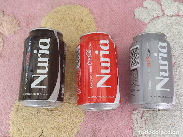 Sammeln von Coca-Cola und Pepsi: LOTE DE 3 LATAS VAC&Iacute;AS DE COCA-COLA - COMPARTE UNA COCA-COLA CON NURIA &middot; A&Ntilde;O 2013 -