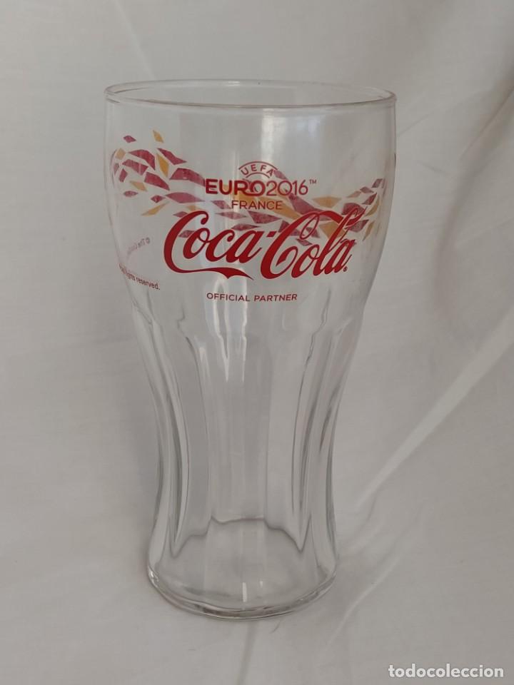 Colecionismo de Coca-Cola e Pepsi: VASO CRISTAL COCA COLA UEFA EURO 2016 FRANCIA FRANCE, COLORES ESPA&Ntilde;A. ALTURA 14,3 CM DI&Aacute;METRO 7,6 CM