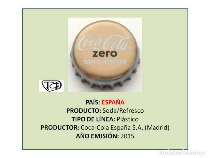 Collezionismo di Coca-Cola e Pepsi: TAPON CORONA CAPSULA CHAPA COCA-COLA ZERO SIN CAFE&Iacute;NA (ESPA&Ntilde;A)