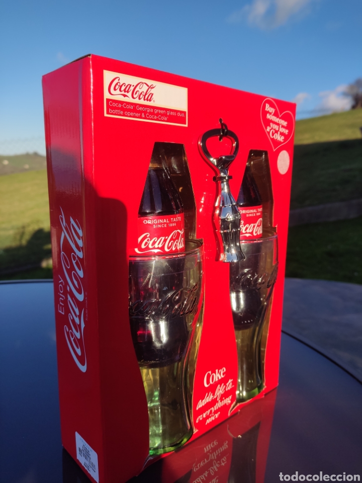 Coleccionismo de Coca-Cola y Pepsi: Pack Coca Cola. 1 Abridor, 2 botellas, 2vasos. - Foto 1