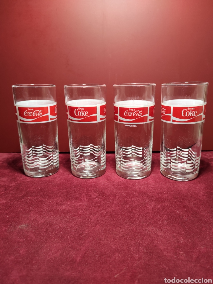 Collecting of Coca-Cola and Pepsi: Lote 4 vasos COCA-COLA. 4 idiomas
