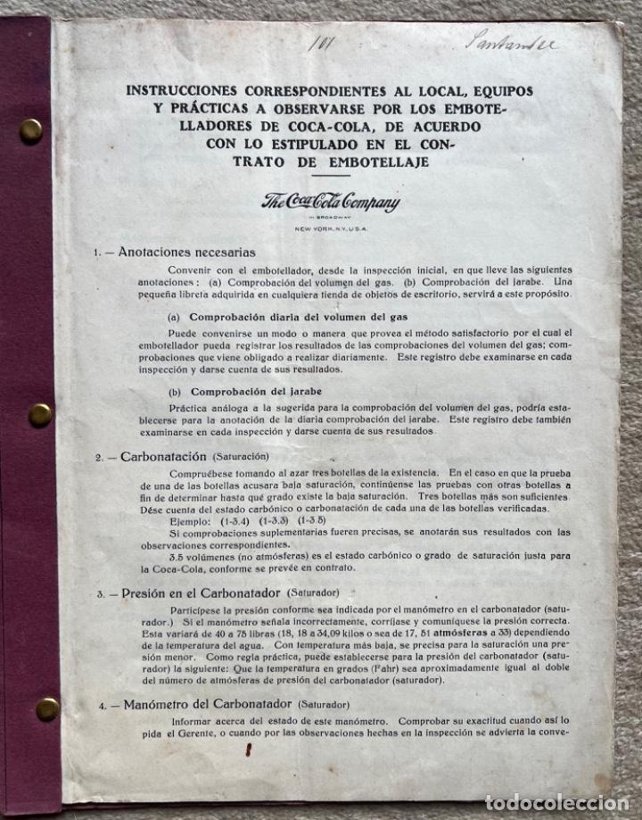 Collecting of Coca-Cola and Pepsi: Coca Cola - Instrucciones para los embotelladores de acuerdo a lo estipulado en el contrato -A&ntilde;os 50