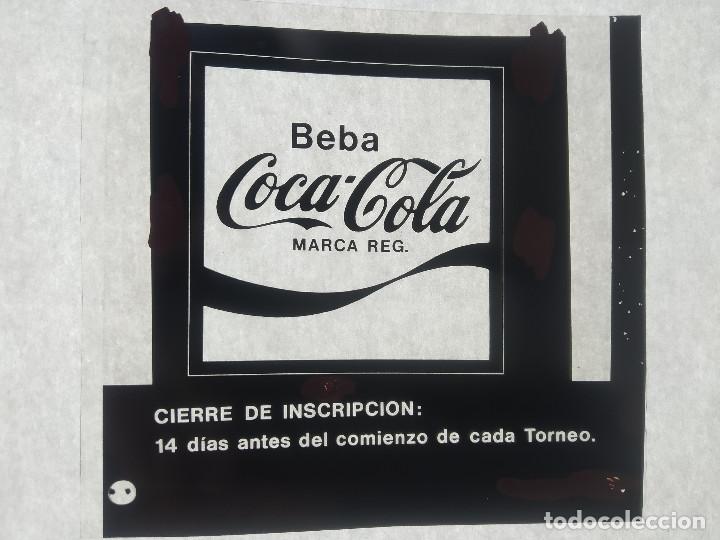 Collecting of Coca-Cola and Pepsi: BEBA COCA - COLA, MARCA REGISTRADA. CIERRE INSCRIPCION TORNEO - FOTOLITO A&Ntilde;OS 60