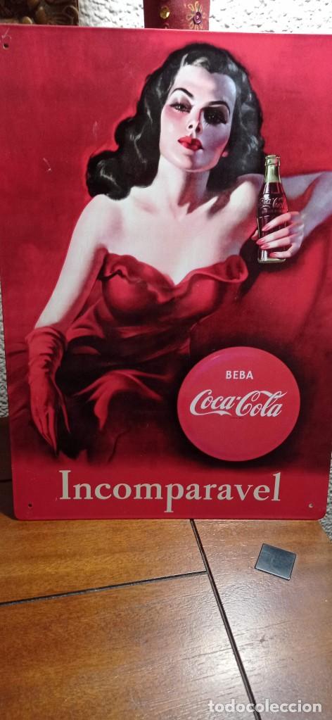 Collecting of Coca-Cola and Pepsi: Placa, Cartel o Chapa met&aacute;lica de CocaCola/Coca Cola INCOMPARABLE 34,5 x 24,5 cm
