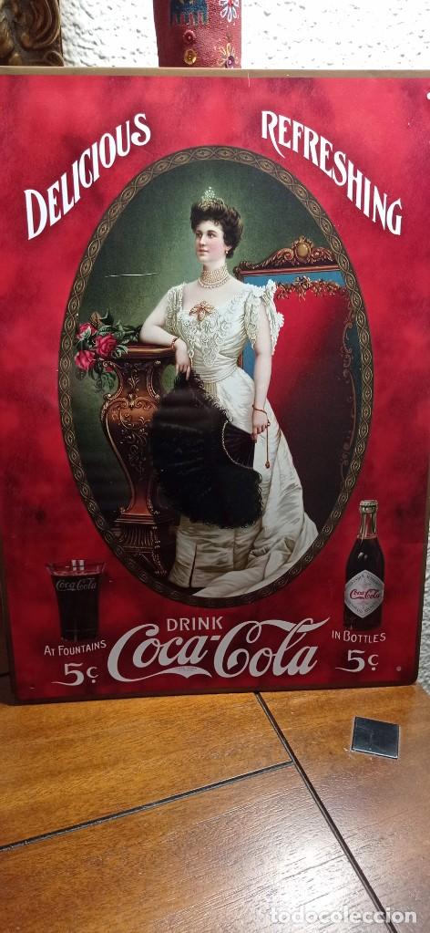 Collecting of Coca-Cola and Pepsi: Placa, Cartel o Chapa met&aacute;lica de CocaCola/Coca Cola DELICIOUS REFRESHING 34,5 x 24,5 cm