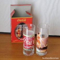 Coleccionismo de Coca-Cola y Pepsi: 2 VASOS DE TUBO DE COCA-COLA EN SU CAJA ORIGINAL. DECORACION VINTAGE