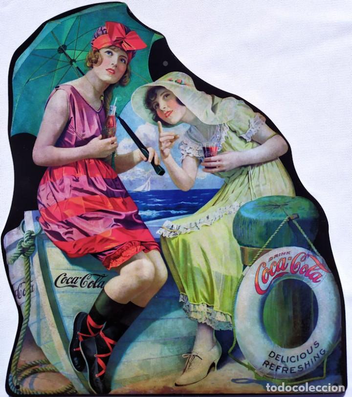 Collezionismo di Coca-Cola e Pepsi: Placa, Cartel o Chapa met&aacute;lica de CocaCola/Coca Cola de Planeta DeAgostini, Mujeres en el mar