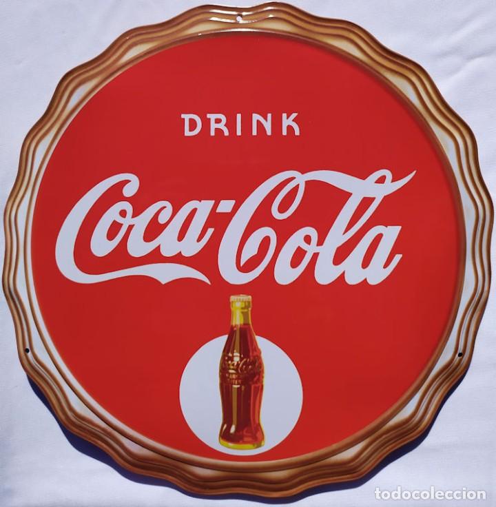 Colecionismo de Coca-Cola e Pepsi: Placa, Cartel o Chapa met&aacute;lica de CocaCola/Coca Cola de Planeta DeAgostini, C&iacute;rculo de 30 cm.