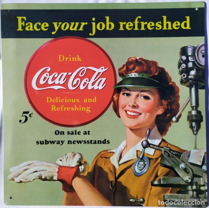 Colecionismo de Coca-Cola e Pepsi: Placa, Cartel o Chapa met&aacute;lica de CocaCola/Coca Cola de Planeta DeAgostini, Mujer mec&aacute;nico