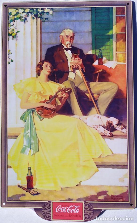 Colecionismo de Coca-Cola e Pepsi: Placa, Cartel o Chapa met&aacute;lica de CocaCola/Coca Cola de Planeta DeAgostini, Bebiendo con su abuelo