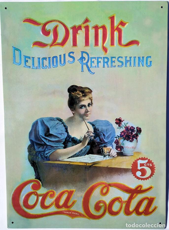 Colecionismo de Coca-Cola e Pepsi: Placa, Cartel o Chapa met&aacute;lica de CocaCola/Coca Cola de Planeta DeAgostini, Mujer escribiendo carta