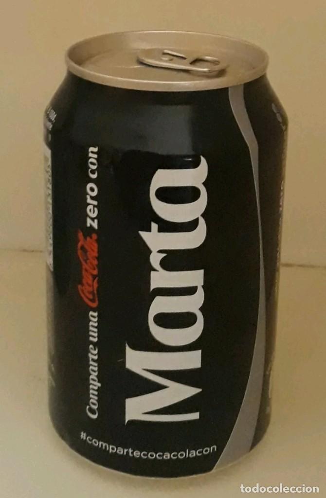 Sammeln von Coca-Cola und Pepsi: Lata llena de Coca-Cola Zero. Marta. Colecci&oacute;n Nombres.