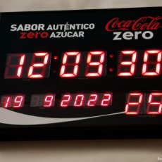 Coleccionismo de Coca-Cola y Pepsi: RELOJ CARTEL LUMINOSO LED PUBLICITARIO COCA COLA ZERO. Lote 365920016