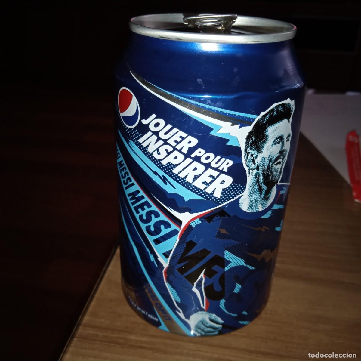 Colecionismo de Coca-Cola e Pepsi: Lata de Pepsi Francia. Messi jouer por inspirer. Franc&eacute;s