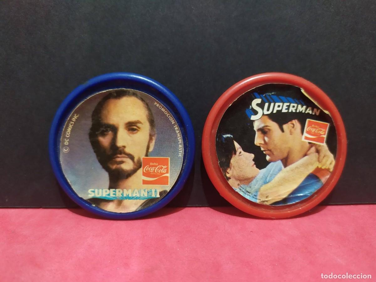 Colecionismo de Coca-Cola e Pepsi: lote de dos chapas serie superman promocional de coca cola a&ntilde;os 80 dc comics