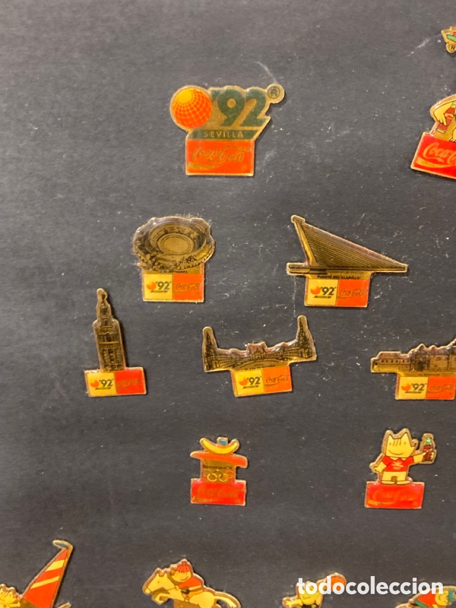 Coleccionismo de Coca-Cola y Pepsi: Cuadro de pins de la Expo 92, Coca Cola - Foto 2