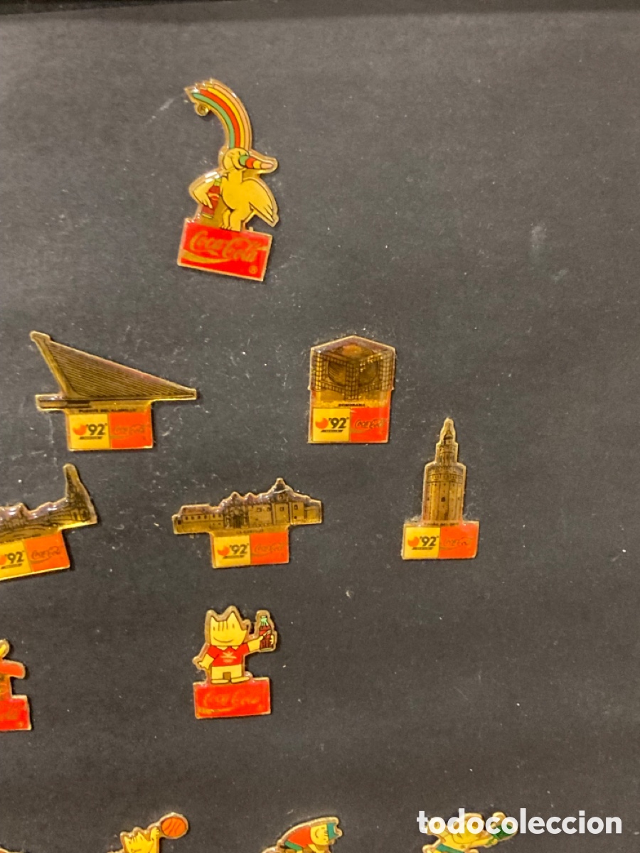 Coleccionismo de Coca-Cola y Pepsi: Cuadro de pins de la Expo 92, Coca Cola - Foto 3