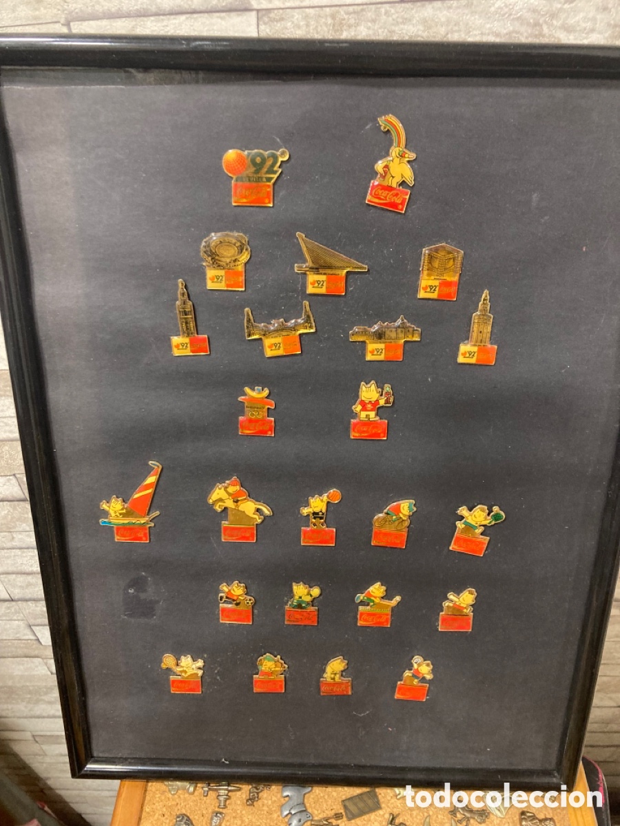 Coleccionismo de Coca-Cola y Pepsi: Cuadro de pins de la Expo 92, Coca Cola - Foto 1