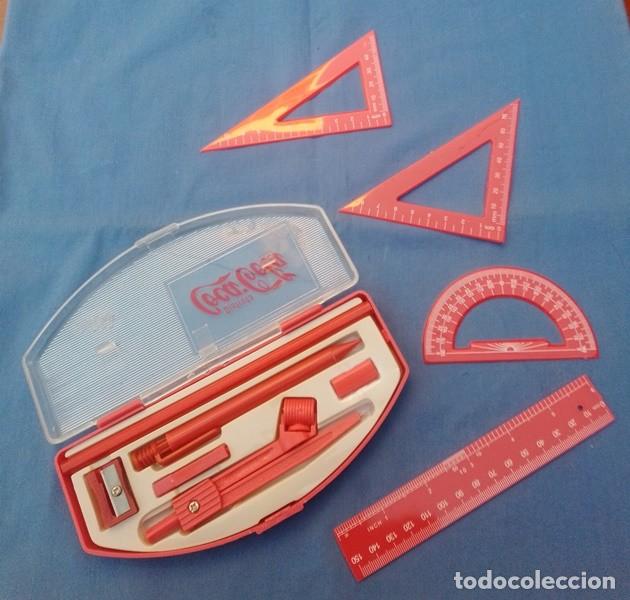Coleccionismo de Coca-Cola y Pepsi: Estuche comp&aacute;s reglas escuadras Coca Cola - Foto 3