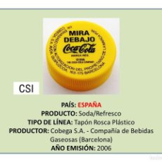 Collezionismo di Coca-Cola e Pepsi: TAPON CORONA CAPSULA CHAPA ROSCA PLÁSTICO REFRESCO COCA-COLA (MIRA DEBAJO) DE BARCELONA (ESPAÑA)