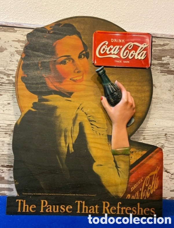 Coleccionismo de Coca-Cola y Pepsi: Publicidad cocacola madera - Foto 1