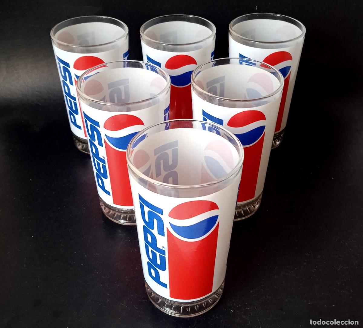 Collecting of Coca-Cola and Pepsi: Seis Coleccionables Vasos Altos Vintage Pepsi Rojo Y Azul