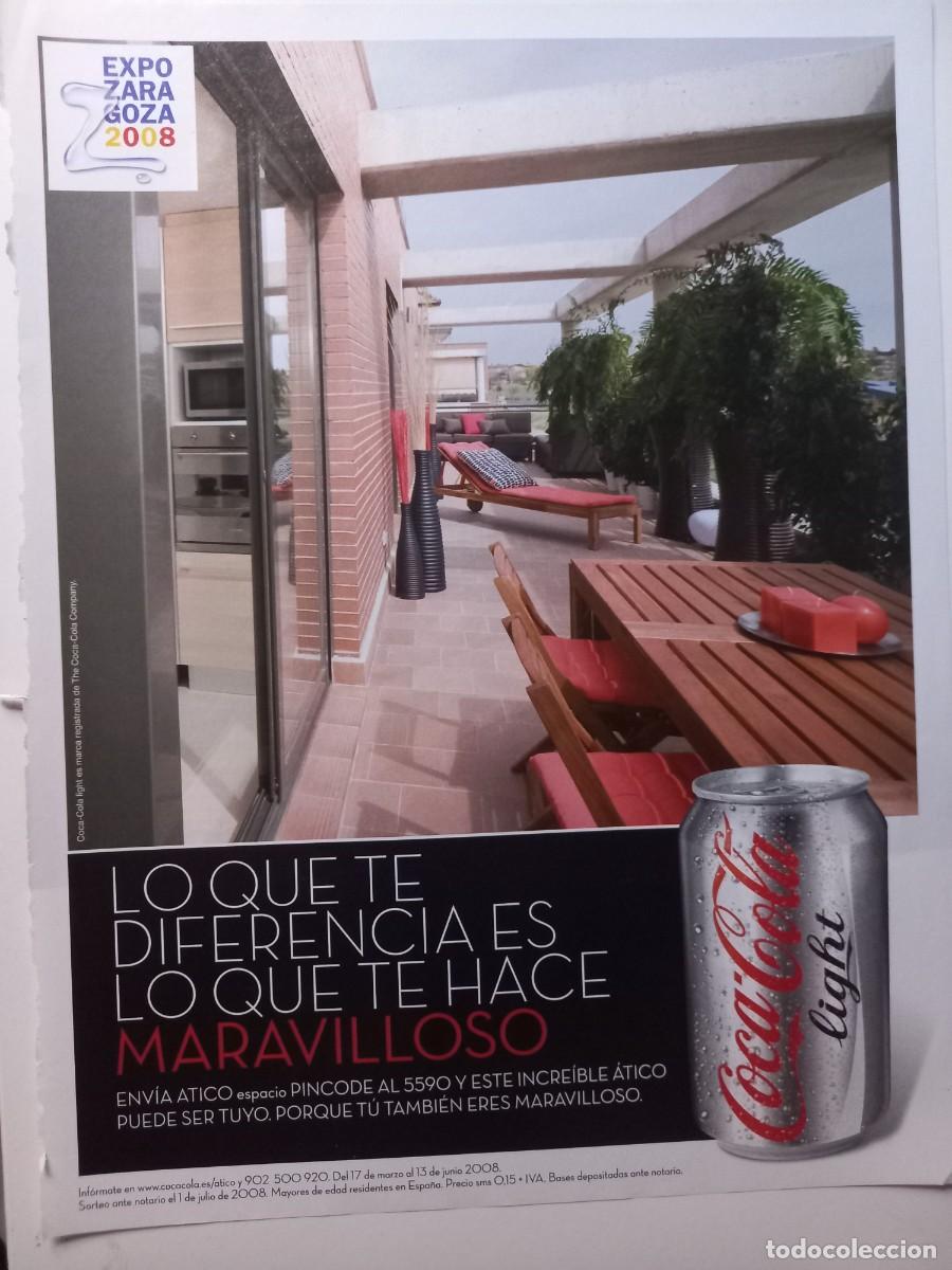 Sammeln von Coca-Cola und Pepsi: ANUNCIO COCA-COLA LIGHT CON LA EXPO ZARAGOZA 2008. EXTRAIDO DE REVISTA. 22X28 CM.