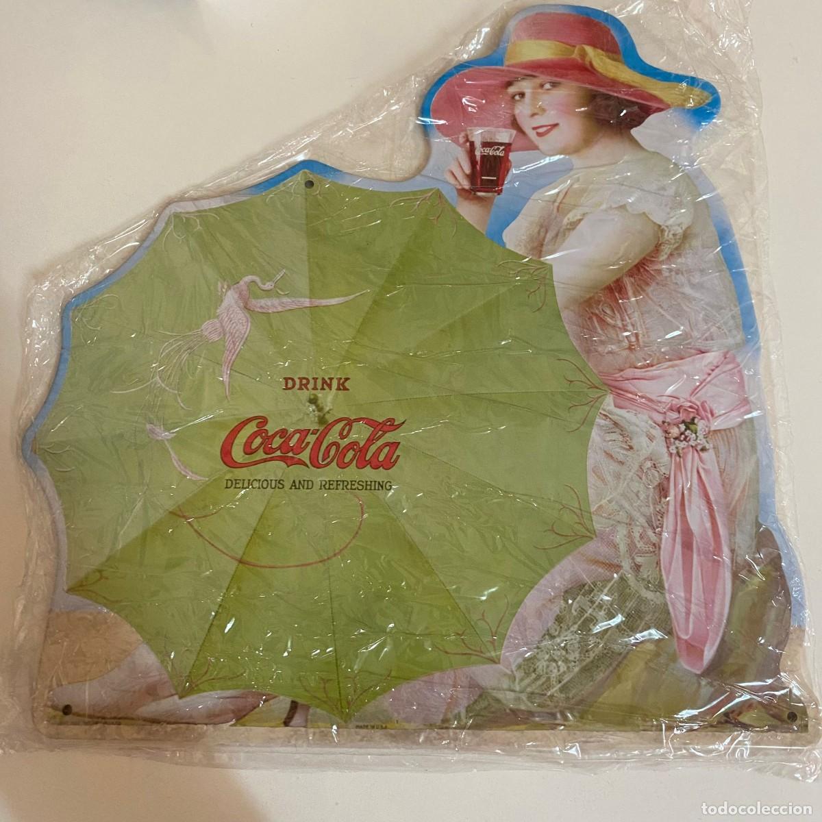 Collecting of Coca-Cola and Pepsi: CHAPA R&Eacute;PLICA DE ANTIGUO ANUNCIO COCA-COLA, GREEN UMBRELLA.