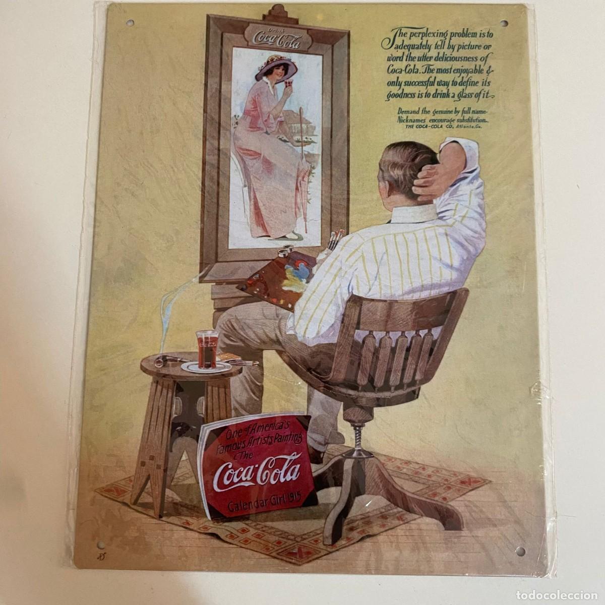 Collecting of Coca-Cola and Pepsi: CHAPA R&Eacute;PLICA DE ANTIGUO ANUNCIO COCA-COLA, ARTISTA PINTANDO.