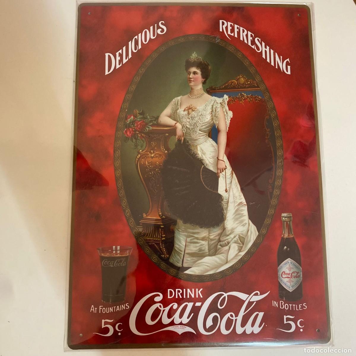 Collecting of Coca-Cola and Pepsi: CHAPA R&Eacute;PLICA DE ANTIGUO ANUNCIO COCA-COLA, DIBUJO ANTIGUO DE UNA SE&Ntilde;ORA.