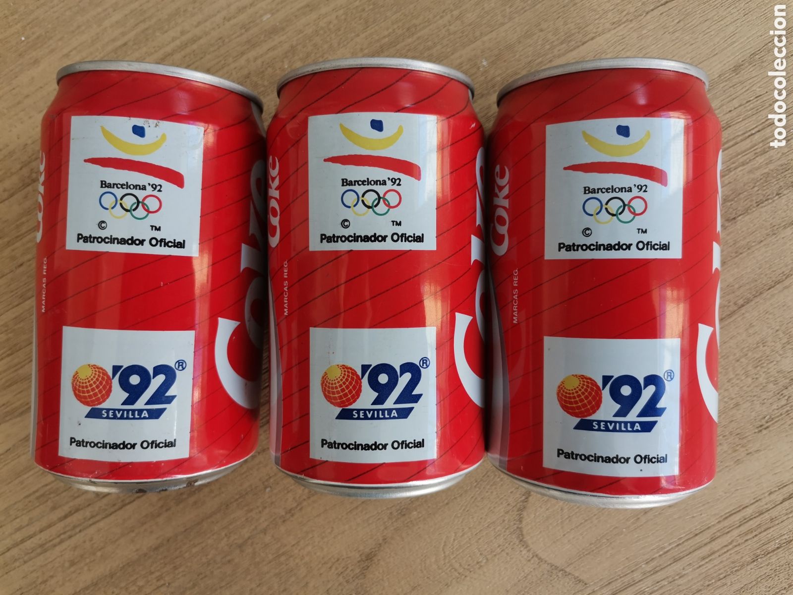 Collezionismo di Coca-Cola e Pepsi: Lote de 3 latas vac&iacute;as de Coca-Cola Barcelona 92