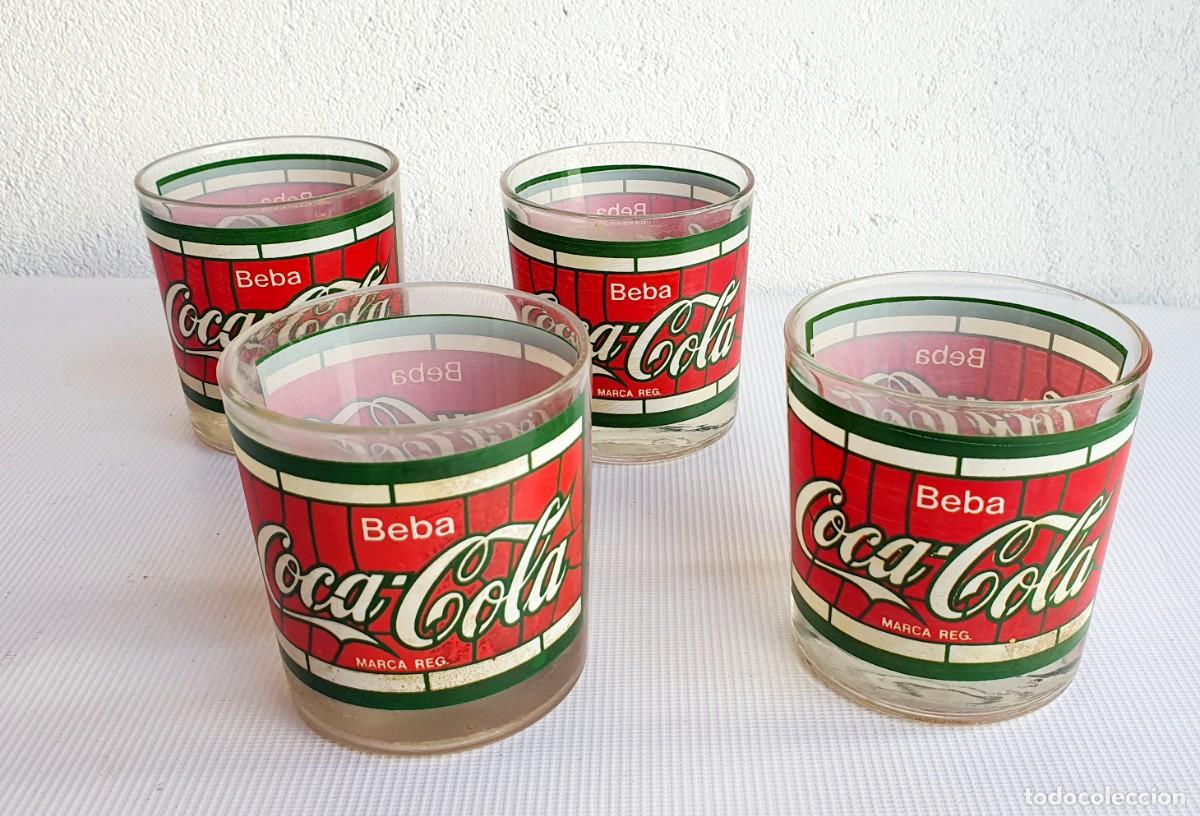 Sammeln von Coca-Cola und Pepsi: VASO TIFFANY COCA COLA *** LOTE DE 4 VASOS A&Ntilde;OS 80