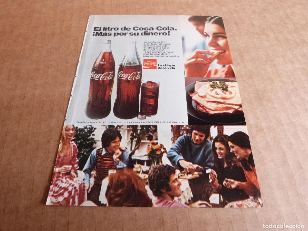 Colecionismo de Coca-Cola e Pepsi: Anuncio Coca-Cola la botella de litro - Publicidad de los a&ntilde;os 70