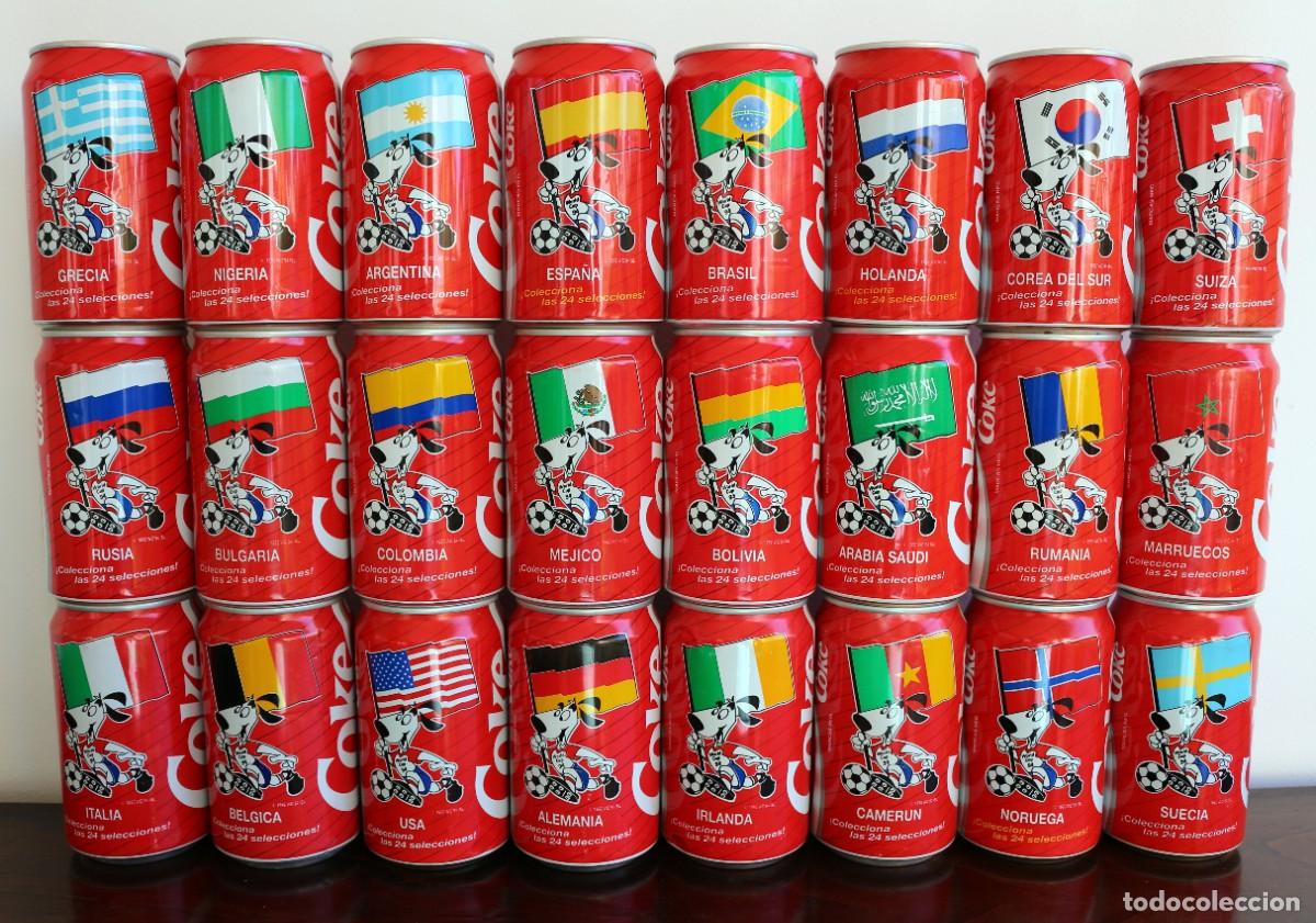 Collectionnisme de Coca-Cola et Pepsi: Lote completo de 24 latas de Coca-Cola del Mundial USA 94