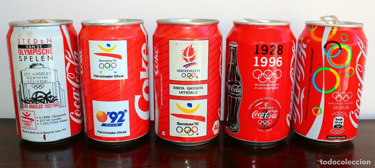 Collecting of Coca-Cola and Pepsi: Lote de 5 latas de Coca-Cola Olimpiadas